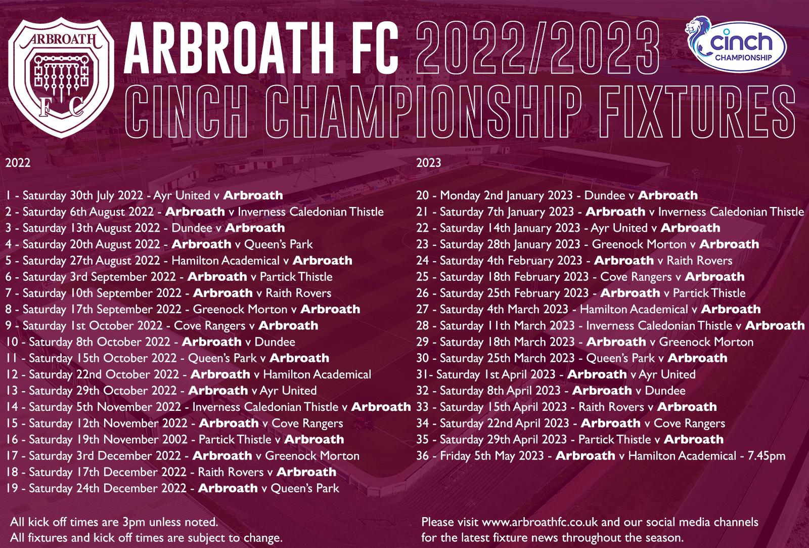 2022/23 cinch Championship Fixtures Announced - Greenock Morton FC